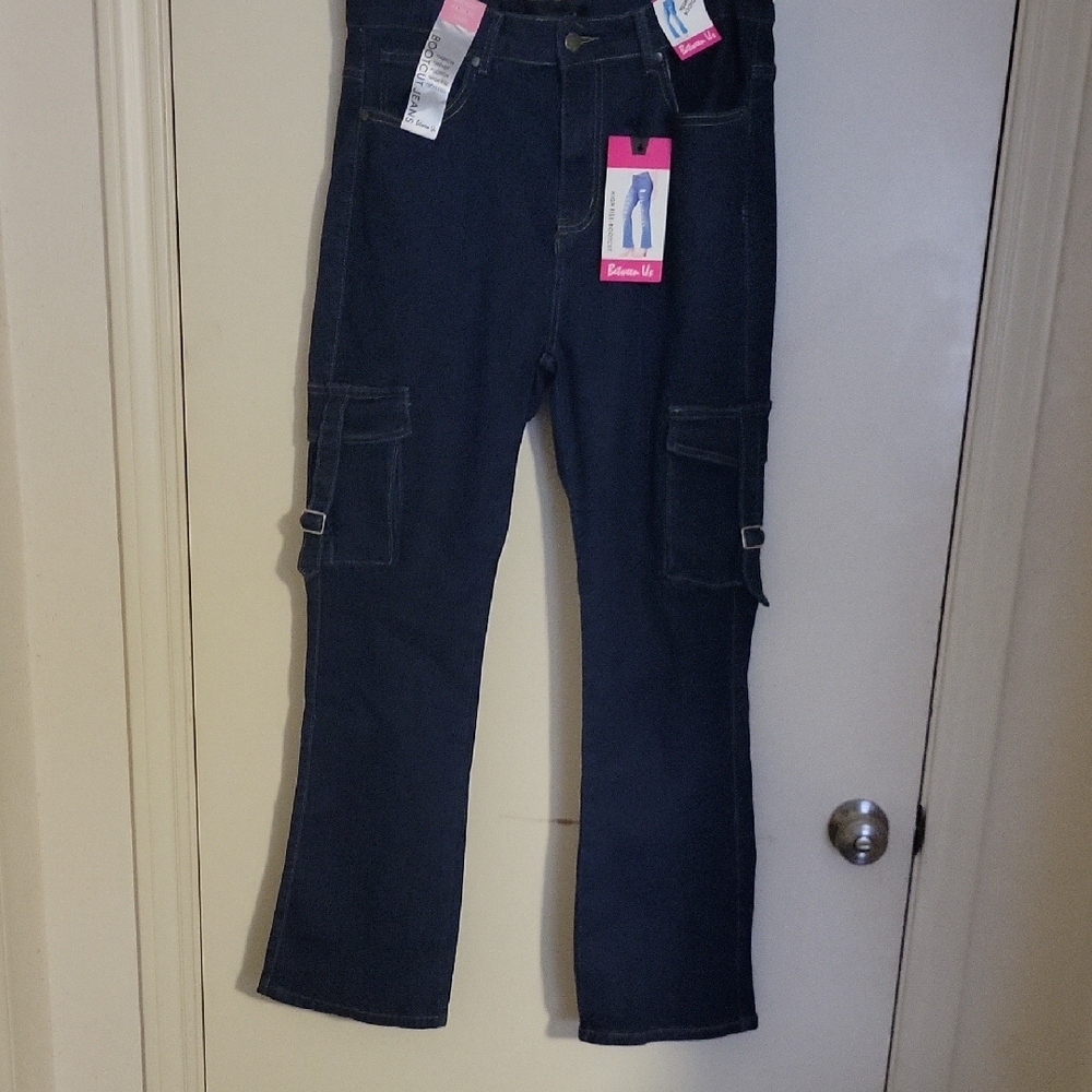 Dark Blue Denim Jeans with Yellow Stitching.    4